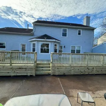 New wooden deck installation