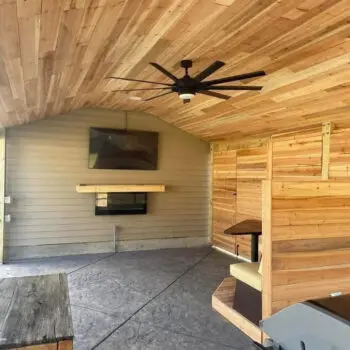 Covered deck patio wood ceiling