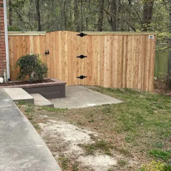 Wood privacy fence with gate