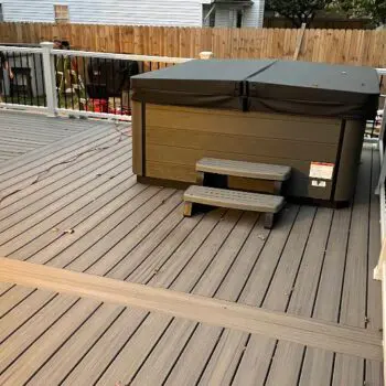 Composite deck with railing fence