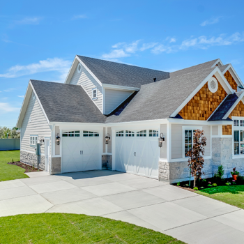 Suburban home and backyard lawn