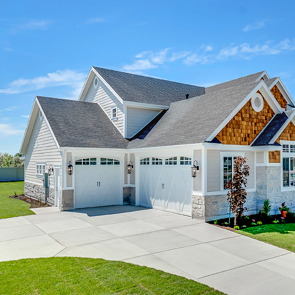 Suburban home and backyard lawn