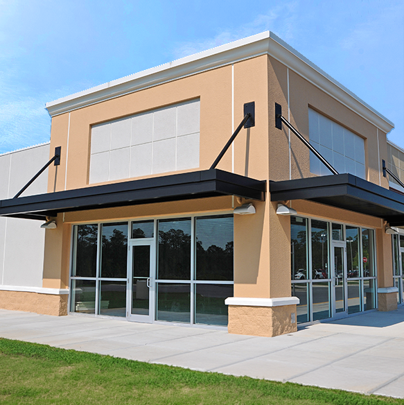 Commercial building exterior storefront